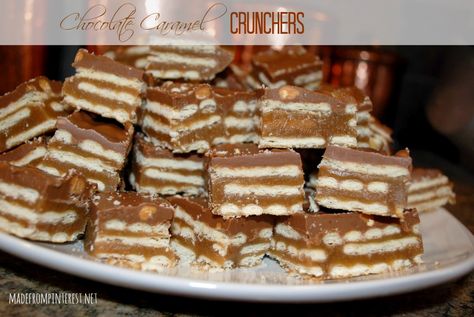 Today we are bringing back a favorite dessert for an encore performance! At one time, these Crunchers were the highest pinned pin on Pinterest from Twirl and Taste.  The day after I made them, I took them to the office where I worked (which I do alot!) and these received more requests for the recipe... Read More Crunchers Recipe, Butter Crackers, Homemade Candies, How Sweet Eats, Sweets Treats, Dessert Bars, Favorite Desserts, Tgif, Just Desserts