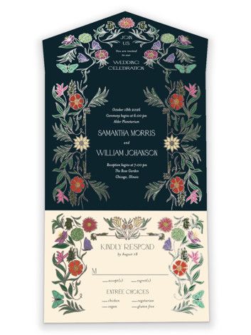 Inspired by the Arts & Crafts movement with a Nouveau feel, this foil pressed wedding invitation is covered in beautiful florals and fluttering butterflies. Fluttering Butterflies, Foil Pressed Wedding Invitations, Wedding 2025, Vintage Invitations, Cute Wedding Ideas, Vintage Wedding Invitations, Wedding Art, Arts And Crafts Movement, Wedding Invites