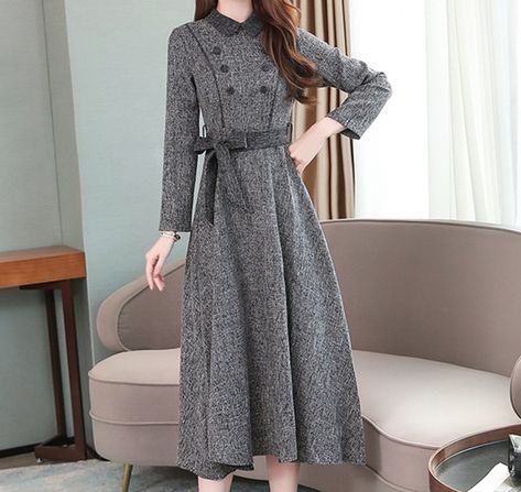 Elegant Party Office Double Breasted Long Vintage Women Dress | cheapsalemarket.com Cheap Fashion Outfits, Trendy Kids Outfits, Peter Pan Collar Dress, England Fashion, Womens Vintage Dresses, Trendy Clothing, Elegant Party, Clothes Shop, Cheap Fashion