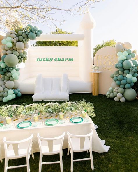 First Birthday Themes March, Lucky One Balloon Arch, One Lucky Dude First Birthday, Lucky Charm First Birthday, St Patrick Birthday Party, Lucky First Birthday, Lucky Birthday Theme, March 1st Birthday Ideas Boy, One Lucky Charm Birthday