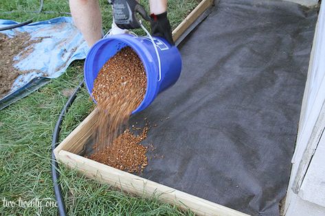 how to build a rock box 2 Rock Box Ideas, Rock Sandbox Outdoor Play, Sand Box Alternative, Pea Gravel Sandbox Sand Boxes, Rock Box For Kids Outdoor, Sandbox Alternative Ideas, Sand Box Ideas Diy, Pea Gravel Play Area, Sandbox Alternative