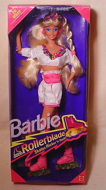 This Barbies rollerblades actually had sparks coming out of them!  Still have her the outfit and the rollerblades.... Yup it's sad!  :) 1990s Barbie Dolls, 1990s Barbie, Barbie 80s, Barbie 90s, 90s Toys, Im A Barbie Girl, 90s Childhood, Barbie I, Barbie Friends