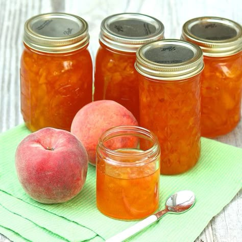 IMG_0198 Peach Jelly Recipe, Peach Preserves Recipe, Peach Jam Recipe, Canning Peaches, Peach Jelly, Peach Preserves, Homemade Jams, Jam Recipes Homemade, Canning Jam