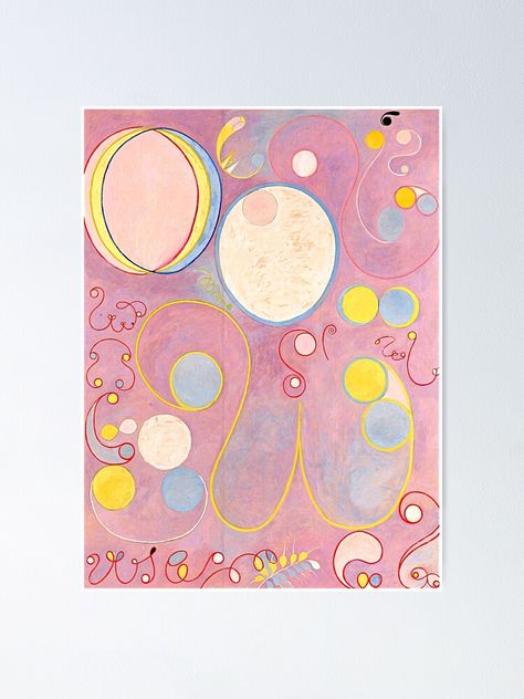 Hilma Af Klint Paintings, Pink Abstract Art, Hilma Af Klint, Pink Painting, Pink Posters, Colorful Abstract Art, Pink Abstract, No 8, Exhibition Poster