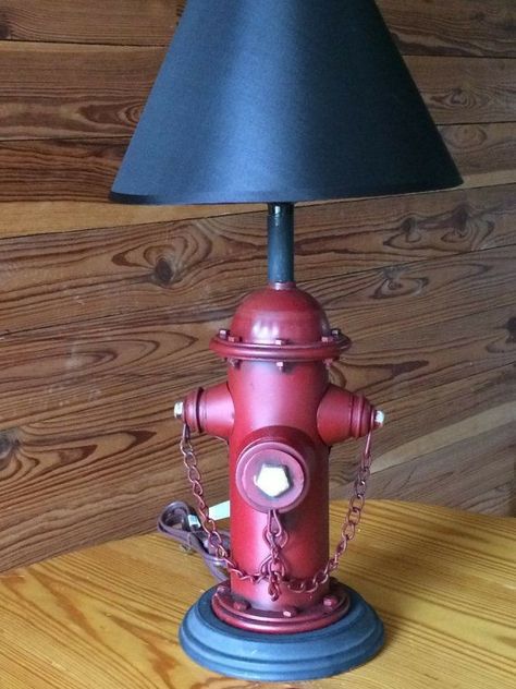 #DIY #Firefighter Idea: Recycle used fire #firehydrant turn it into a #lamp.📛👩‍🚒🚒👨‍🚒 #fireprotection #DIYCrafts #recyclereuse #diyideas #firefighters #firefighting #thinredline #firedepartment #lighting #diylamp #Lighting #diylights Firefighter Man Cave, Fire Department Decor, Lighting Hacks, Fire Truck Party, Firefighter Party, Office Built Ins, Car Part Furniture, Truck Party, Fire Fighter