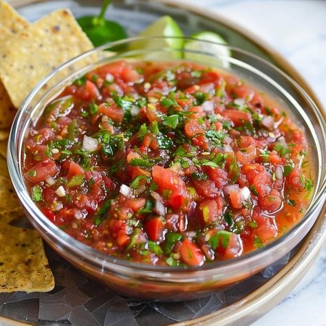 BEST HOMEMADE SALSA EVER Homemade Salsa Recipe With Fresh Tomatoes Food Processor, Best Homemade Salsa Ever, Salsa With Rotel, Food Processor Salsa, Chunky Salsa Recipe, Salsa Jar, Best Homemade Salsa, Best Salsa Recipe, Cozy Movie Night