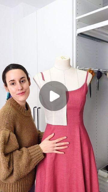 Sewing Without A Pattern, Adding Sleeves To A Sleeveless Dress, Interesting Necklines, How To Sew A Dress, Sewing A Dress, Bare Back Dress, Bust Dart, Noodle Strap, Different Necklines