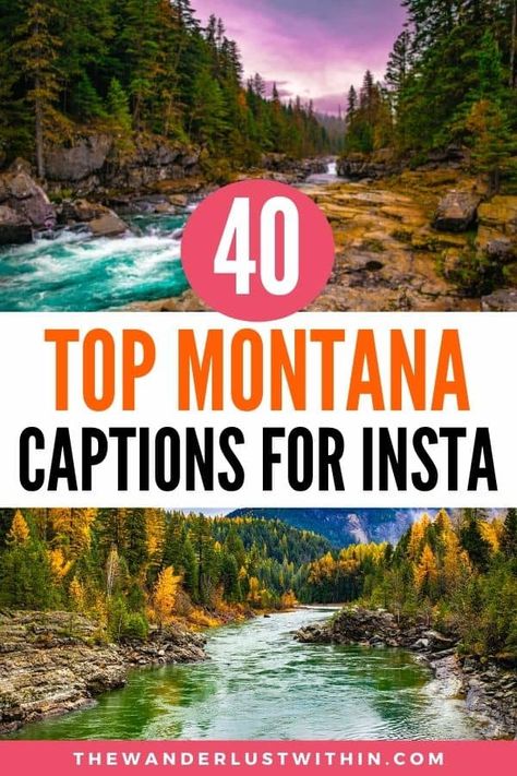 Looking for the best Montana Quotes? Check out these epic Montana Instagram Captions | montana quotes nature | big sky montana quotes | montana quotes funny | missing montana quotes | montana quotes country | montana captions | big sky montana captions | montana sayings quotes | sayings about montana | montana puns | Montana Quotes, Montana Travel Guide, Montana Aesthetic, Instagram Captions Travel, Montana Hiking, Quotes Country, Montana Winter, Wyoming Mountains, Quotes For Instagram Captions