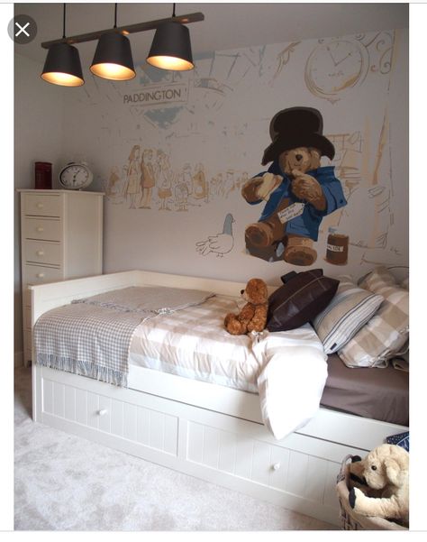 Safari Nursery Wallpaper, Bear Nursery Theme, Simple Wall Decor, Baby Room Inspiration, Bear Nursery, Nursery Room Boy, Paddington Bear, Nursery Wallpaper, A Nightmare