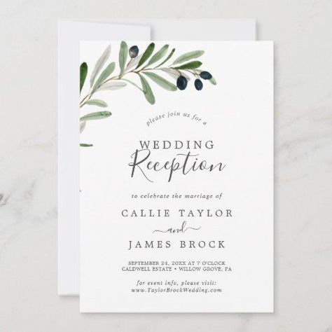 Wedding Reception Elegant, Wedding Reception Rustic, Olive Branch Wedding, Formal Wedding Invitation, Elopement Party, Wedding Invitations Uk, Marriage Reception, Reception Invitation, Wedding Reception Invitations