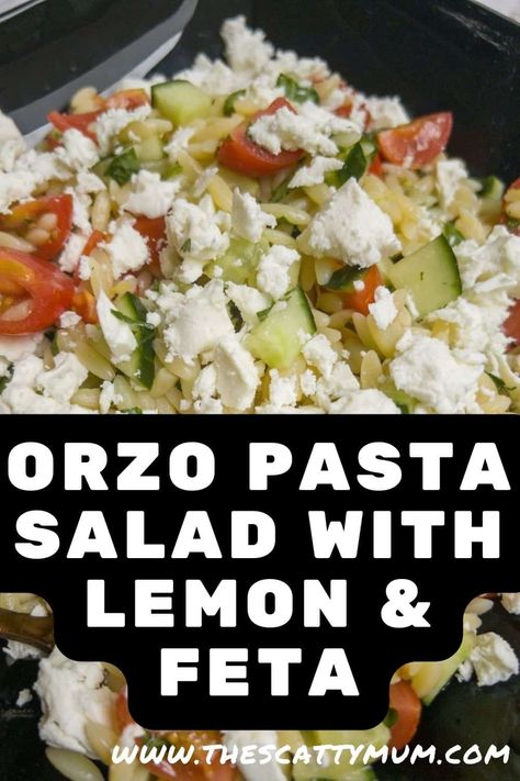 Summer Orzo Pasta Salad With Feta & Lemon Mediterranean Orzo Pasta, Mediterranean Orzo Pasta Salad, Pasta Salad With Feta, Summer Orzo, Feta Cucumber, Cucumber Pasta Salad, Mediterranean Orzo, Feta Pasta Salad, Orzo Pasta Salad