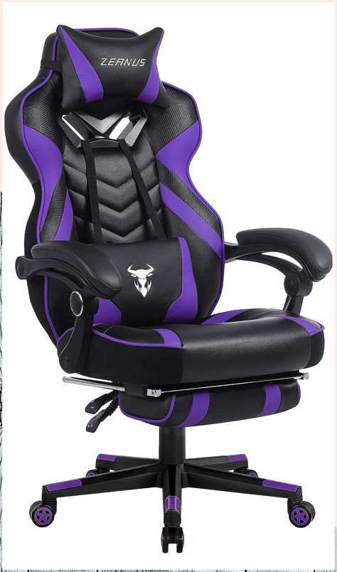 Purple Gaming Chair, Reclining Computer Chair with Footrest, High Back Gamer Chair with Massage, Large Computer Gaming Chair, Racing Style Desk Chair for Gaming, Big and Tall Gaming Chairs for Adults Purple Gaming Chair, Game Chairs, Pc Gaming Chair, Gamer Chair, Racing Chair, Races Style, Chair With Footrest, Gaming Chairs, Swivel Casters