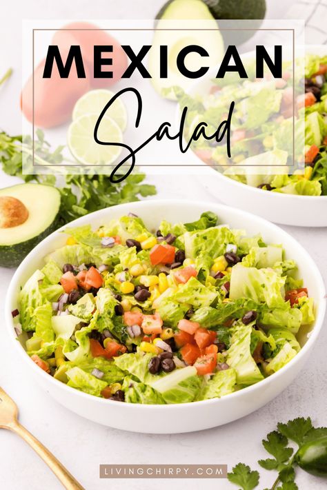 An easy Mexican Salad Recipe thrown together in minutes. Made with corn, avocado and a very simple dressing, it’s a surefire crowd-pleaser. 10 Simple Fresh Ingredients, 15 Minutes. Gluten-Free and Healthy. 

#glutenfree #easyrecipes #healthyrecipes #mexicanfood #salad Easy Mexican Salad, Easy Chopped Salad, Mexican Chopped Salad, Chopped Salad Recipe, Mexican Salad Recipes, Mexican Salad, Healthy Appetizers Easy, Corn Avocado, Mexican Salads