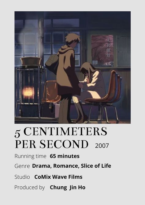 5 Centimeters Per Second, Poster Information, Anime Minimalist Poster, Anime Club, Makoto Shinkai, Slice Of Life, Minimalist Poster, Anime Movies, Drama