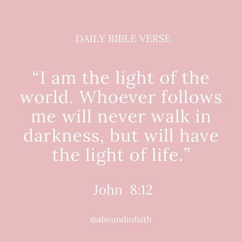 “🌟✨ ‘Then Jesus spoke to them again, saying, “I am the light of the world. He who follows Me shall not walk in darkness, but have the light of life.” - John 8:12 📖 In a world that often feels filled with shadows, this promise shines bright. Jesus is our guiding light, leading us through every challenge and illuminating our path with hope and love. Let’s walk in His light today and always, embracing the life He offers. ——- Español ——————————- “🌟✨ ‘Entonces Jesús les habló de nuevo, diciendo: “... John 8:12, I Am The Light Of The World, Jesus Is The Light Of The World, Encouragement Verses, Christianity Quotes, I Am The Light, John 8 12, John 8, Walk In The Light