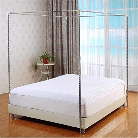 Bed With Poles, Full Double Bed, Bed Canopy With Lights, Modern Upholstered Beds, Frame Bed, Canopy Bed Frame, Bed With Posts, Bed In Corner, Hanging Beds