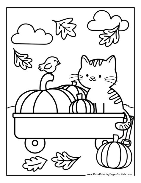 16 Fall Coloring Pages (Free Printable PDF Downloads) - Cute Coloring Pages For Kids Fall Coloring Pages Free Printable, Free Printable Fall Coloring Pages, Cute Coloring Pages For Kids, Fall Coloring Sheets, Fargelegging For Barn, Kindergarten Coloring Pages, Fall Coloring, Preschool Coloring Pages, Pumpkin Coloring Pages