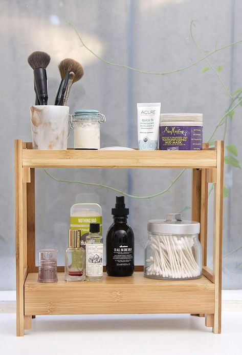 Bathroom Countertop Storage: Inspiration & Shopping | Hunker Bathroom Countertop Shelves, Countertop Bathroom Storage, Countertop Storage Bathroom, Bathroom Countertop Organization, Baskets Bathroom, Bathroom Organization Countertop, Target Storage, Bathroom Countertop Storage, Bathroom Countertop Organizer