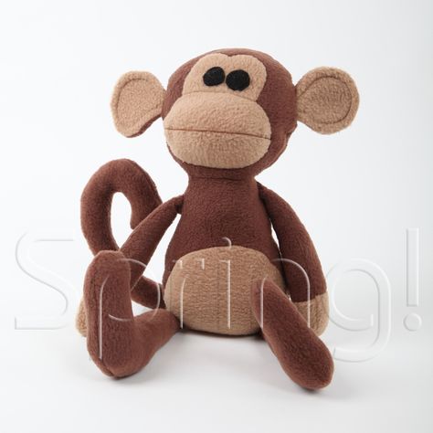 Handmade fleece monkey / aap stuffed animal / knuffel Baby Toys Diy, Monkey Stuffed Animal, Sewing Stuffed Animals, Pet Pigs, Pattern Tutorial, Sewing Toys, African Animals, Soft Sculpture, Stuffed Toy