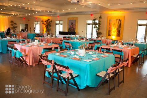 Unique Seating Ideas, Orange And Turquoise Wedding, Round Table Seating, Turquoise Coral Weddings, Tiffany Sweet 16, Wedding Prayer, Aquarium Wedding, Cocktail Wedding Reception, Botanical Garden Wedding