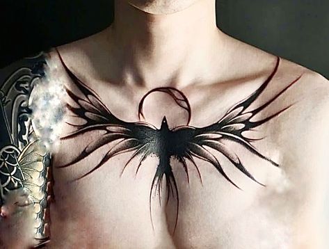 Above Collar Bone Tattoo, Men’s Collarbone Tattoos, Mens Collar Bone Tattoo, Collarbone Tattoo Men, Chest Tattoo Birds, Owl Painting Acrylic, Collar Bone Tattoo For Men, Chinese Symbol Tattoos, Collarbone Tattoo