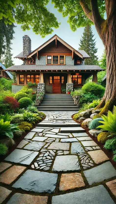 25+ Creative Craftsman-Style Landscaping Ideas for a Timeless Look 30 Craftsman Home Landscaping, Craftsman Style Architecture, Front Yard Craftsman Landscaping, Craftsmen House Exteriors, Craftsman Entryway Exterior, Craftsman Porch Decor, Craftsman Landscaping Front Yards, Traditional Craftsman Exterior, Craftsman Cottage Exterior