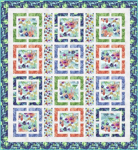 Lovely for any large scale focus fabrics... Aquarium Glass, Asian Quilts, Lattice Quilt, Fabric Panel Quilts, Glass Bottom Boat, Quick Quilt, Mystery Quilt, Weekly Newsletter, Easy Quilt Patterns