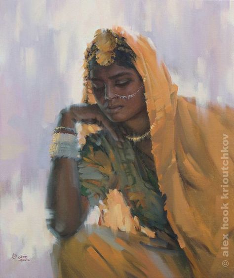 Madona of India IV - Alex Hook Krioutchkov Figurative Art Painting, Portraits Female, Alfred Stevens, Art Painting Tools, People Figures, Draw Picture, Art Painting Gallery, Jaisalmer, Edgar Degas