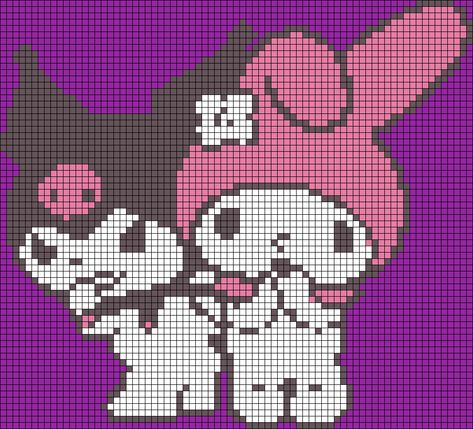 Beaded Hello Kitty, Alpha Patterns Pixel Art, Hello Kitty Pattern, Kitty Pattern, Easy Pixel Art, Pixel Drawing, Perler Crafts, Pixel Crochet, Pixel Art Grid