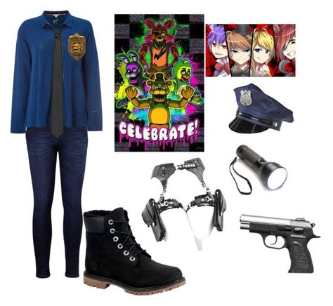 "fnaf security guard cosplay" by happy13242 ❤ liked on Polyvore featuring Levi's, White Stuff, Lardini, Freddy, Saddlebred and Timberland Security Guard Outfit, Guard Outfit, Fnaf Security Guards, Fnaf Costume, Black Work Boots, White Button Up Blouse, Fnaf Cosplay, Future Outfit, Cosplay Diy