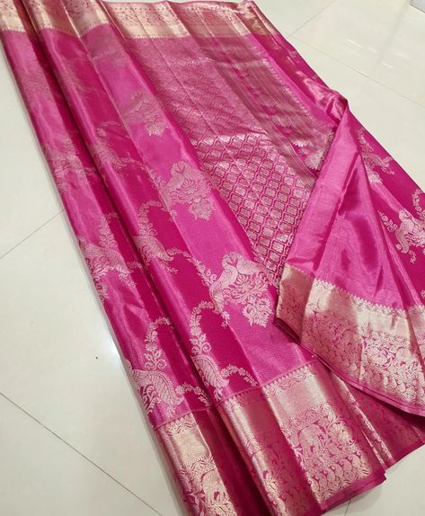 *14000* *Woooow rose gold colors* 😍 Pink colour 💗 💕 💖 new designs🫰🏻 with pink jari peacock 🦚 💖 *Kanchipuram pure silk sarees full TISSUE 2d exclusive with pestal brocade ultra soft rose gold jari bridal collection limited edition* 🩷🩷🩷 Soft Rose, Gold Colors, Pink Colour, Pure Silk Sarees, New Designs, Rose Gold Color, Bridal Collection, Pure Silk, Silk Sarees