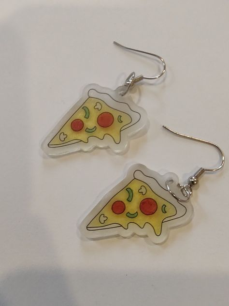 Pizza, food Shrink Plastic Earrings, Pizza Earrings, Plastic Earrings, Shrink Plastic, Front View, Pizza, Pizzas