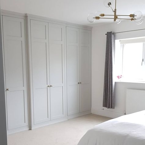 #ammonite #farrowandball #bespokewardrobes #fittedwardrobes #spraypainted Small Cottage Bedroom, Hinged Wardrobe, Bedroom Built In Wardrobe, Bespoke Wardrobe, Fitted Bedrooms, Luxury Closets Design, Cottage Inspiration, Wardrobe Solutions, Fitted Wardrobes