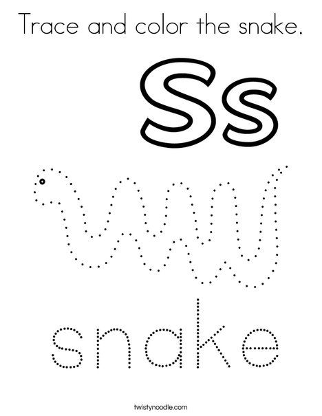 Trace and color the snake Coloring Page - Twisty Noodle Snake Worksheets Preschool, Snake Crafts For Preschool, Snake Worksheet, Joy School, Craft Toddler, Snake Crafts, Nursery Worksheets, Trace And Color, Snake Coloring Pages