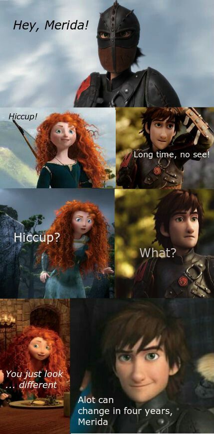 Hiccup X Merida, Dimitri Anastasia, Merida From Brave, Merida And Hiccup, Disney Mignon, Httyd 2, Frozen And Tangled, Big Six, Funny Disney Memes