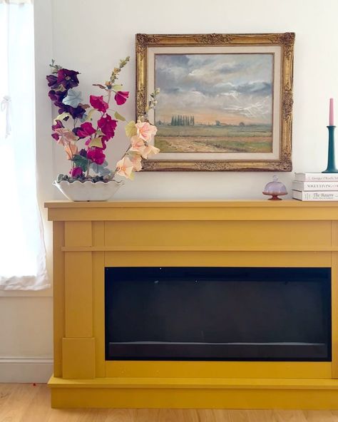 Fireplace Mantle Decor With Tv, Above Fireplace Decor, Natural Shelves, Fireplace Decor Ideas, Teal Vase, Rustic Mantel, Fireplace Mantle Decor, Rectangle Tiles, Gilded Mirror