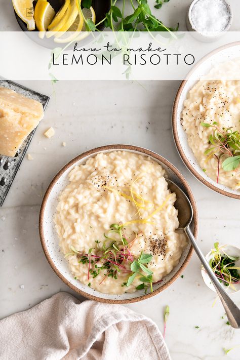 Risotto Lemon, Risotto Parmesan, Lemon Risotto, Farro Recipes, Parmesan Risotto, Easy Summer Dinners, Perfect Rice, Quinoa Bowl, Cooked Rice