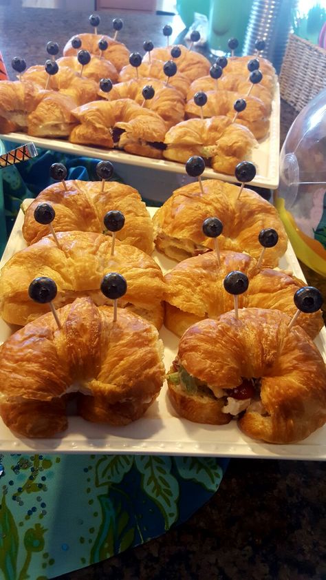 Beach Theme Party Appetizers, Ocean Theme Appetizers, Crab Themed Party, Croissant Crab, Beach Theme Party For Adults, Sea Themed Party Food, Crab Croissants, Sea Themed Food, Ocean Theme Snacks