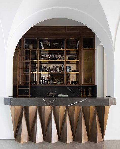 Ryan Saghian, Library Bar, Bar Counter Design, Bar Unit, Home Bar Design, Small House Elevation Design, Bar Interior Design, Luxury Bar, Architecture Model House