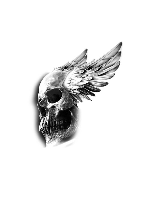 Skull wing tattoo design Skull Wing Tattoo, Skull With Wings Tattoo Design, Skull With Wings Tattoo, Skull Wings Tattoo, Mars Tattoo, Skull With Wings, Helmet Tattoo, Winged Skull, Wing Tattoo Designs