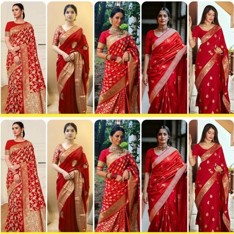 ❤Traditional Red Sarees || Banarasi Silk Saree || Look Gorgeous with Red Saree || Bridal Saree 2022|