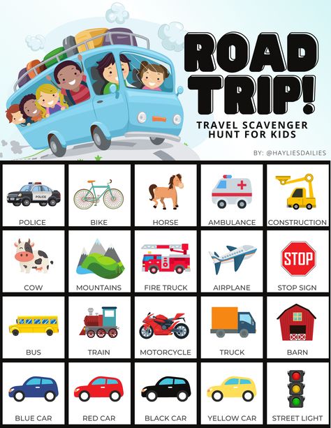 Road Trip Scavenger Hunt For Kids, Travel Scavenger Hunt, Free Road Trip Printables, Printable Road Trip Games, Road Trip Scavenger Hunt, Road Trip Printables, Wedding Planning Templates, Scavenger Hunt Ideas, Printable Road