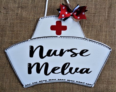 Mason Jar Sign, Nurse Office, Wood Craft Patterns, Teacher Signs, Nurse Appreciation Gifts, Personalized Pencils, Nursing Cap, Wood Plaques, Hand Painted Wood