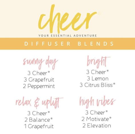 Doterra Cheer, Essential Oil Cleaning Recipes, Doterra Blends, Doterra Diffuser, Doterra Diffuser Blends, Doterra Essential Oils Recipes, Essential Oil Diffuser Blends Recipes, Essential Oil Diffuser Recipes, Oil Diffuser Recipes