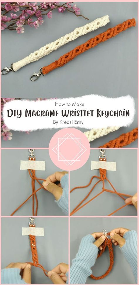 Braided Macrame Wristlet Diy, Easy Macrame Wristlet Keychain, How To Macrame Lanyard, Macrame Knot Keychain, Macrame Wristlet Pattern, Macrame Key Lanyard Diy, Diy Rope Projects, Simple Macrame Keychain Diy, Diy Macrame Wristlet