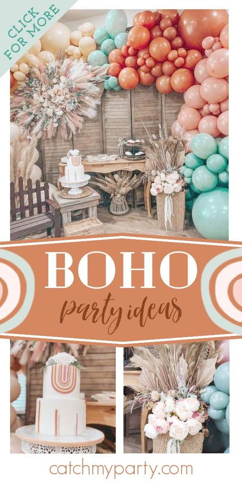 21st Boho Birthday Ideas, Boho Party Color Palette, Boho Cowboy Birthday Party, Boho Retirement Party Ideas, Boho Birthday Party Cake, Boho Glam Party, Boho Party Theme Ideas, Boho Party Decorations Diy, Boho Chic Birthday Party Ideas