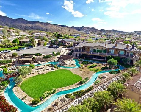 This Nevada Mansion Features Its Own Lazy River | Homes.com Lazy River Pool, Nevada Homes, Trendy House, Boulder City, Dream Mansion, Lazy River, Resort Style Pool, Dream Pools, Mansions Luxury