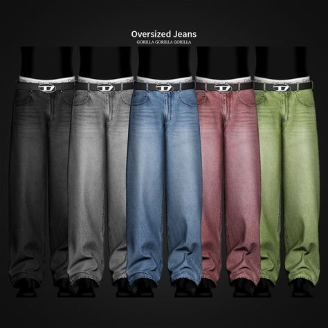 Oversized Jeans | Patreon Sims 4 Men Clothing, Gorilla Gorilla, Sims 4 Male Clothes, Sims 4 Tsr, Sims 4 Cas Mods, Sims Packs, The Sims 4 Pc, Pelo Sims, Free Sims 4