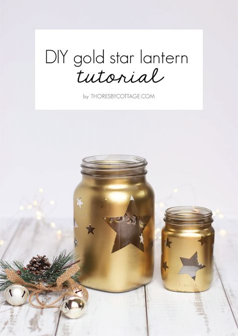 Beautiful gold star table lanterns / tea light holder. DIY gold table decor. All the steps you need to create your own lanterns. #goldtabledecor #christmastabledecor #holidycrafts Home Made Wedding Table Decorations, Gold Star Table Centerpiece, Gold Star Party Decorations, Homemade New Years Decorations, Star Centerpieces Diy, Stars Table Decorations, Diy Gold Table, Tea Light Holder Diy, Light Holder Diy