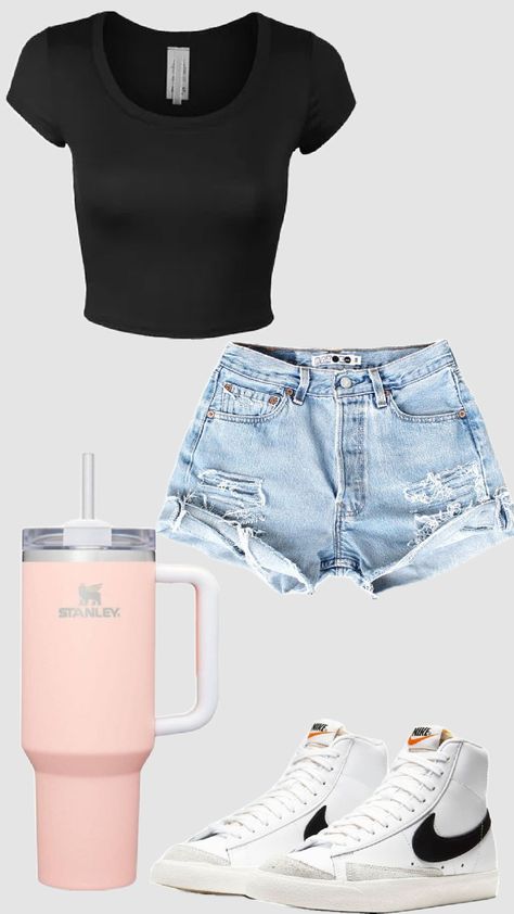 #cute #preppy #outfit #simple #easy Simple Teen Outfits, Cheap Preppy Summer Shirt, Cheap Preppy School Shirt, Preppy Short Sleeve T-shirt For Summer, Preppy Mini Skirt For School Summer, Simple Outfits For Teens, Hoț Girl Summer Prep, Everyday Outfits Summer, Summer School Outfits